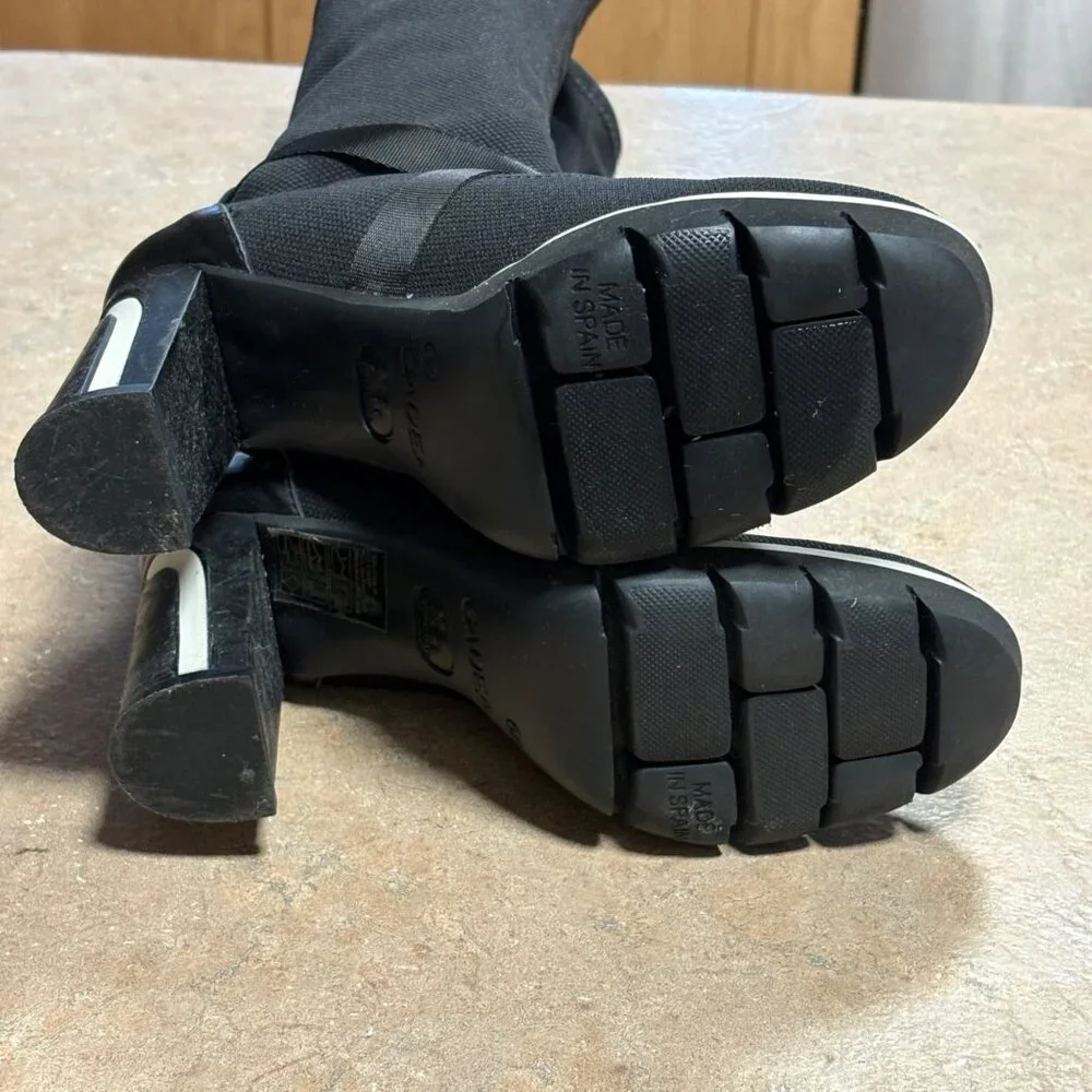 Gadea Black Stretch Sock Buckle Boots Leather Heels Made In Spain 37 Extralight - Picture 9 of 15